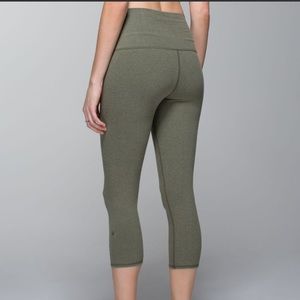 Lululemon roll down wunder unders - fatigue green.